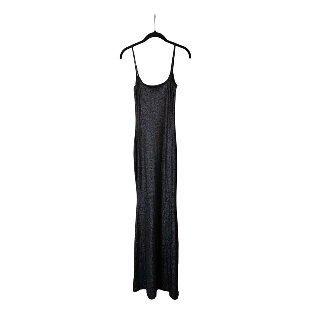 SKIMS Soft Lounge Black Shimmer Long Slip Dress Size Large Minimalist Sexy - Picture 6 of 8